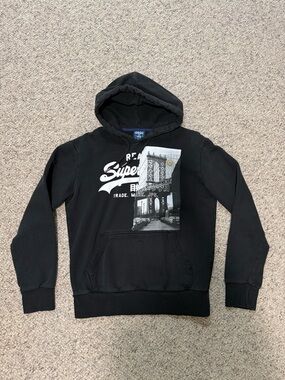 Superdry Black Graphic Pullover Hoodie with Photo Panel